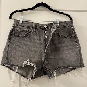 Levi's 501 Black Distressed Jean Shorts